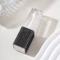 Portable clear square lip gloss tube container with black rhinestone encrusted base - Black