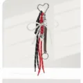 Stilvoller geflochtener Schlüsselanhänger mit Perlenbogen und Herzanhänger für Handtaschen - Rot & Schwarz