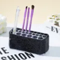 Lussuoso portapennelli da trucco in acrilico nero con 26 fori e strass. - Nero (Base in Argilla)