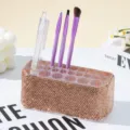 Organizzatore portapennelli da trucco lussuoso in acrilico con strass a 26 fori - Oro Champagne (Base in Argilla)