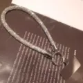 Close-up of luxurious shimmering rhinestone phone lanyard strap with silver spring ring - 17cm Normal Style (With Phone Plate) / White
