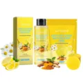 Jaysuing Kurkuma Gesichtsreiniger Essenz Set mit Reinigungspads für strahlende Hautpflege. - Akne Essenz Und Pads Set / 100ml Und 30 Pads