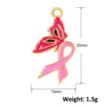 Dimensiones y peso detallados del colgante de mariposa con cinta rosa chapado en oro - Dije de mariposa con cinta / Estilo Mariposa Cinta Rosa (A0916)