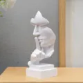 Witte hars denken stilte sculptuur abstracte kunst beeldje voor moderne thuis kantoor bureau decor. - Wit
