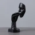 Moderne abstracte roker gezicht kunst sculptuur hars thuis decoratie tafelblad beeldje - Zwart