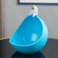 Astronaut maan opbergkom tafel ornament hars woondecoratie woonkamer sleutel organizer display - Hemelsblauw