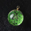 Forest style green dried flower glass ball pendant for DIY necklaces and earrings - Gold Wire (P2021)