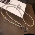 Cordino per telefono e portachiavi di lusso in strass scintillanti, finitura argento - Stile Esteso 48cm (Con Piastra per Telefono) / Colori AB assortiti