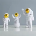 Kreative weiss gold Astronauten Figuren Set drei Stueck Harz Weltraum Mann Tischdekor - Großes goldenes 3er-Set