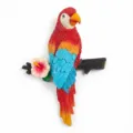 Scultura da parete colorata in resina a forma di pappagallo con fiore di ibisco tropicale - 22*33*7cm / Pappagallo Rosso (Con Fiore)