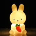 Schattig konijn nachtlampje voor slaapkamer, siliconen lamp met wortel, warm kindergeschenk. - Wortel Konijn