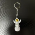 Schattige astronaut sleutelhanger met gouden vizier, PVC zacht rubber spaceman hanger. - Stijl C (Met Sleutelring) / Goud