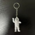 Witte astronaut sleutelhanger schattige ruimtereiziger ring metalen ketting decoratie - Stijl A (Met Sleutelring) / Zilver