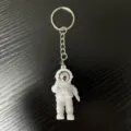 White astronaut keychain PVC soft rubber spaceman key ring student gift bag pendant - Style B (With Key Ring) / Silver