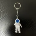 Cute astronaut keychain PVC soft rubber spaceman metal ring bag charm gift option sku - Style B (With Key Ring) / Blue