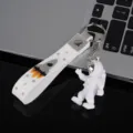 Witte astronaut sleutelhanger met raket siliconen band, mooi cadeau voor kinderen. - Stijl B met Band / Zilver