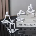 Statuine di pensatore astratto bianco minimalista per decorazioni moderne casa e ufficio - Set da 4 Pezzi / Bianco