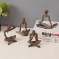 Set di figurine di pensatore astratto in stile legno per l'arredamento di casa e ufficio. - Set da 4 Pezzi / Marrone