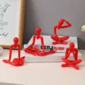 Statuina astratta rossa pensatore minimalista per decorazione da scrivania ufficio - Set da 4 Pezzi / Rosso