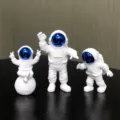 Figurine d'Astronaute Modele Decoration de Bureau Creative Espace Ornement Cadeau Set - Petit ensemble de 3 pièces bleu