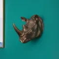 Hars neushoorn hoofd wanddecoratie, vintage bronzen dierensculptuur voor thuis inrichting. - 50x30x25cm / Brons