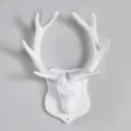 Gancio murale testa di cervo bianco, trofeo animale moderno supporto parete, gancio decoro soggiorno. - 3288-A