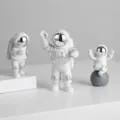 Ensemble de figurines d'astronaute en résine ornements de table décoration cadeau créatif - Grand ensemble de 3 pièces argenté exquis