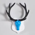 Gancio da parete a testa di cervo creativo con corna nere per decorazione soggiorno. - 3288-E