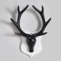 Testa di cervo nera decorazione murale gancio scultura 3D animale per soggiorno - 3288-F