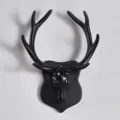 Gancio da parete a testa di cervo nero, appendiabiti corna, decorazione murale creativa. - 3288-G