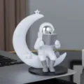 Astronaute lisant un livre lune figurine décoration de bureau cadeau danniversaire - N° 12 modèle C (Visière argentée galvanisée)