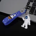 Cute astronaut keychain space man key ring metal pendant student birthday gift idea - Style B with Strap / Blue