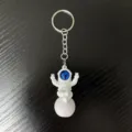 White PVC astronaut keychain with blue visor, cute spaceman keyring variant for daily use. - Style C (With Key Ring) / Blue