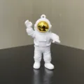 White astronaut keychain figurine, PVC spaceman pendant with gold helmet for keys and bags. - Style A (Without Key Ring) / Gold