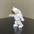 Cute white astronaut keychain with shiny gold visor, PVC soft rubber spaceman pendant gift. - Style B (Without Key Ring) / Gold