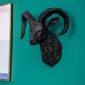 Zwarte ramshoek wandhanger creatieve decoratie voor thuis bar woonkamer muur art sculptuur. - Zwart