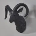 Zwarte rammenkop wandhanger hars dierlijke sculptuur home decoratie bar muur ornament - Zwarte ramkop