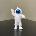 White astronaut keychain, PVC soft rubber spaceman pendant with blue electroplated helmet. - Style A (Without Key Ring) / Blue