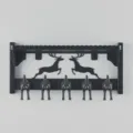 Zwarte wandplank met vijf creatieve dierlijke haken en mooie hertsilhouet decoratie. - Zwart