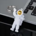 Creative astronaut keychain cute space man pendant gold plated doll gift key ring decoration - Style A with Buckle / Gold