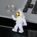 Creative astronaut keychain cute space man pendant metal key ring for daily gift - Style B with Buckle / Gold