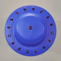 Blue round wall decor hanging featuring sparkling purple rhinestones for home and bar interior. - Blue Hat
