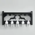 Estante de pared de ciervo nórdico con ganchos blancos, repisa colgante decorativa negra. - Negro y Blanco
