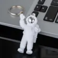 Creative astronaut keychain cute space man metal ring pendant student birthday gift - Style A with Buckle / Silver