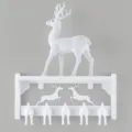 Estante de pared blanco nórdico con forma de ciervo y ganchos para sala y dormitorio. - Estante todo blanco + Ciervo de cola blanca blanco