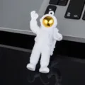 White astronaut keychain with gold visor space man pendant cute bag charm for student - Style A without Buckle / Gold