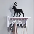 Estante de pared nordico con ganchos de ciervo decoracion creativa almacenamiento sala - Estante blanco y negro + Alce negro