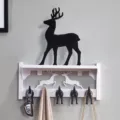 Estante de pared ciervo ganchos blanco almacenamiento variante, organizador decoración. - Estante blanco y negro + Ciervo de cola blanca negro