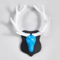 Gancio murale testa di cervo blu e bianco, decorazione murale animale creativa. - 3288-L