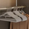 Cintre en Velours Gris Antidérapant Sans Traces Robuste Organisateur de Placard 1pcs - Épaissi / Gris